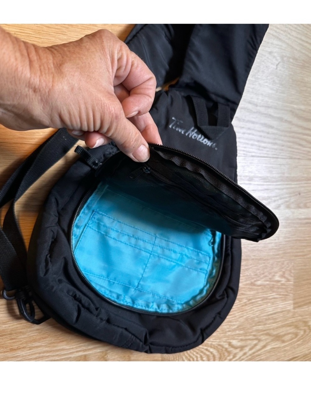 Tim Hortons Black & Blue Sling Backpack - Single Strap Carry - Picture 3 of 6